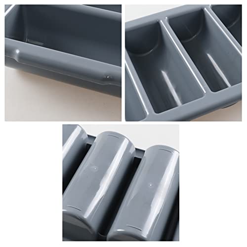 Sandmovie Commercial Plastic 4-Compartment Cutlery Bin, Gray, 4-Pack