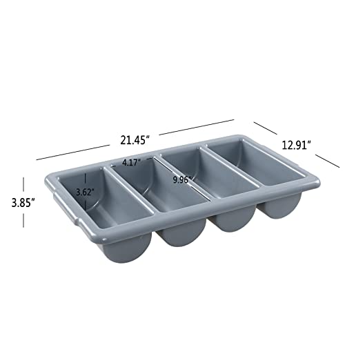 Sandmovie Commercial Plastic 4-Compartment Cutlery Bin, Gray, 4-Pack