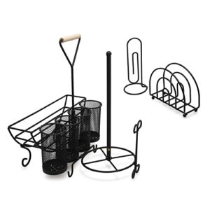 clabby round lake caddy buffet – indoor/outdoor crockery and cutlery organizer, picnic – complete with menu and napkin holder