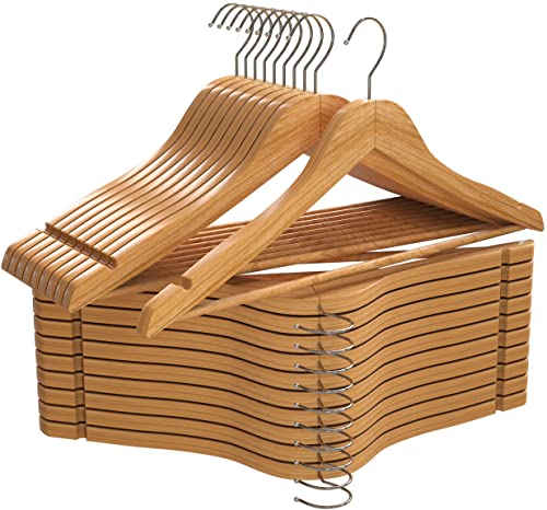 Utopia Home 20 Pack Premium Wooden Hangers - Durable & Slim Coat Hangers - Suit Hangers with 360-Degree Rotatable Hook - Wood Hangers with Shoulder Grooves (Natural Color)