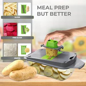 Bartnelli Vegetable Chopper Food Slicer Pro | 15 Pc MultiFuctional Kitchen Gadgets for Onion, Veggie, Cheese Grater, Vegetables Cutter With Large Container, Easy to Clean, With Bonus Brush and Fork