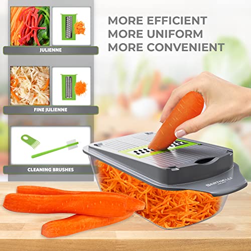 Bartnelli Vegetable Chopper Food Slicer Pro | 15 Pc MultiFuctional Kitchen Gadgets for Onion, Veggie, Cheese Grater, Vegetables Cutter With Large Container, Easy to Clean, With Bonus Brush and Fork