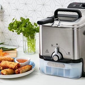 T-fal Deep Fryer with Basket, Stainless Steel, Easy to Clean Deep Fryer, Oil Filtration, 2.6-Pound, Silver, Model FR8000