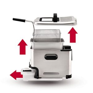 T-fal Deep Fryer with Basket, Stainless Steel, Easy to Clean Deep Fryer, Oil Filtration, 2.6-Pound, Silver, Model FR8000