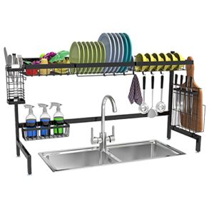shop again over the sink dish drying rack,drainer stainless steel for organization storage space saver utensil holder cutting board holder kitchen counter storage rack,16.5 x11.8 x7in