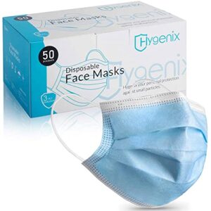 hygenix 3ply disposable face masks pfe 99% filter quality tested by a us lab (pack of 50 pcs)