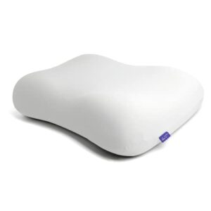 cushion lab deep sleep pillow, patented ergonomic contour design for side & back sleepers, orthopedic cervical shape gently cradles head & provides neck support & shoulder pain relief – calm grey