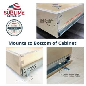 Sublime Design | Bottom Mount | Pull Out Tray | Baltic Birch Drawer for Kitchen Cabinets | Slide Out Shelves | Roll Out Cabinet Organizer (26" Wide)