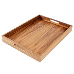 virginia boys kitchens walnut wood serving tray with handles – serve coffee, tea, cocktails, appetizers, breakfast in bed or for ottomans or desk – 20×15 rectangular
