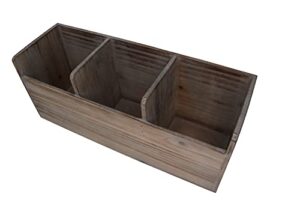 home wooden kitchen utentil holder crock, 3 compartment rustic untensil organizer, large vintage countertop caddy box size: 15x 5 x 6.5 inch