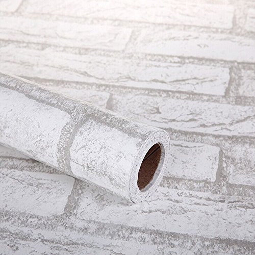 HOYOYO 17.8 x 78 Inches Self-Adhesive Shelf Liner, Self Adhesive Shelf Liner Dresser Drawer Paper Wall Sticker Home Decoration, White Brick