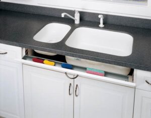 tip-out tray slim cut-to-size with 1 pair eth hinges/end caps sink & base accessories – 6541-36-11-eth – 36″w x 1-11/16″d x 3-15/16″h – white