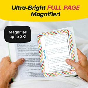 Eye Candy Ultra Bright Full Page Magnifier and Book Light, As Seen On TV Anti Glare Reading Light Makes Pages 3X Bigger with Dimmable Brightness