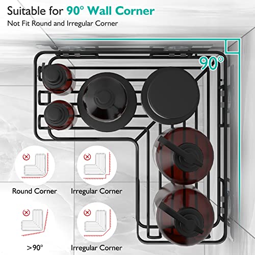 YASONIC Corner Shower Caddy, 3-Pack Adhesive Shower Caddy with Soap Holder and 12 Hooks, Rustproof Stainless Steel Bathroom Shower Organizer, No Drilling Wall Mounted Shower Rack, for Bathroom, Black