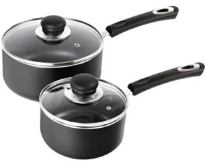 utopia kitchen nonstick saucepan set – 1 quart and 2 quart sauce pan set with lid – multipurpose pots set use for home kitchen or restaurant (grey-black)