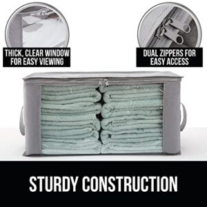 Gorilla Grip Wire Shelf Liners Set of 4 and Clothes Storage Bag Organizer Set of 2, Shelf Liner Size 18x36 in Charcoal, Waterproof Hard Plastic, Storage Bag Size 90L in Gray, 2 Item Bundle