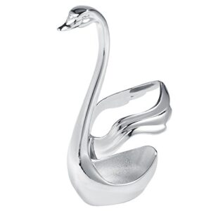 spoon holder, swan shaped stainless steel kitchen coffee utensils tableware set fork spoon stand holder for business gifts wedding fairs(wing-shaped)