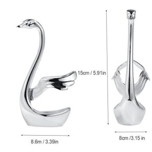 Spoon Holder, Swan Shaped Stainless Steel Kitchen Coffee Utensils Tableware Set Fork Spoon Stand Holder for Business Gifts Wedding Fairs(Wing-Shaped)