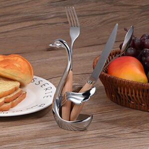 Spoon Holder, Swan Shaped Stainless Steel Kitchen Coffee Utensils Tableware Set Fork Spoon Stand Holder for Business Gifts Wedding Fairs(Wing-Shaped)