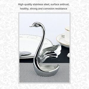 Spoon Holder, Swan Shaped Stainless Steel Kitchen Coffee Utensils Tableware Set Fork Spoon Stand Holder for Business Gifts Wedding Fairs(Wing-Shaped)