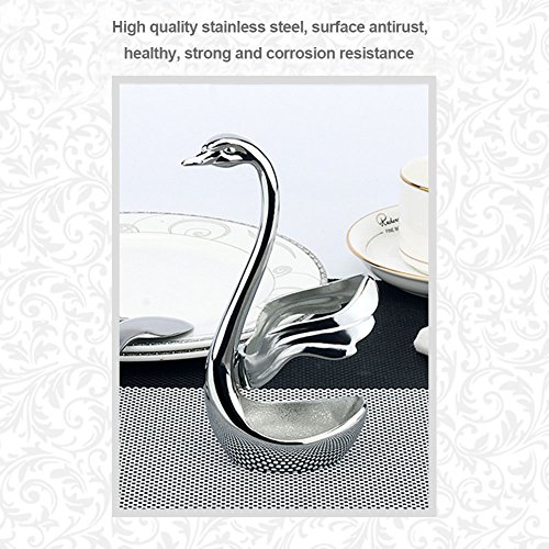 Spoon Holder, Swan Shaped Stainless Steel Kitchen Coffee Utensils Tableware Set Fork Spoon Stand Holder for Business Gifts Wedding Fairs(Wing-Shaped)