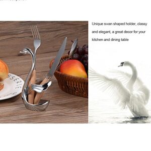 Spoon Holder, Swan Shaped Stainless Steel Kitchen Coffee Utensils Tableware Set Fork Spoon Stand Holder for Business Gifts Wedding Fairs(Wing-Shaped)