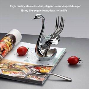 Spoon Holder, Swan Shaped Stainless Steel Kitchen Coffee Utensils Tableware Set Fork Spoon Stand Holder for Business Gifts Wedding Fairs(Wing-Shaped)