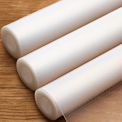 3 Rolls Shelf Liner Non Adhesive Cabinet Liners 18 Inch x 17 ft Refrigerator Liner EVA Kitchen Liner Washable Oil Proof for Kitchen Cabinet, Shelves, Refrigerator, Storage, Desks