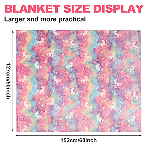 Glow in The Dark Blanket Unicorns Gifts for Girls,Girls Toys for 1 2 3 4 5 6 7 8 9 10 Year Old Girl Gifts,Soft Kids Blankets for Easter Birthday Christmas Valentines Gifts,60 x 50in