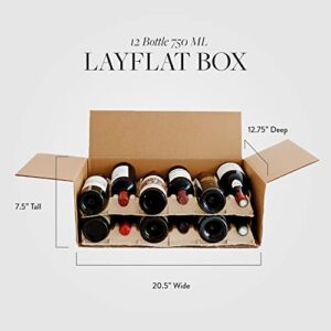 12-Bottle Layflat Wine Storage Box (Qty: 5 Boxes) | Domaine Wine Storage | Stores 12 Bottles | Bundle Options Available | Pre-Cut Inserts Included