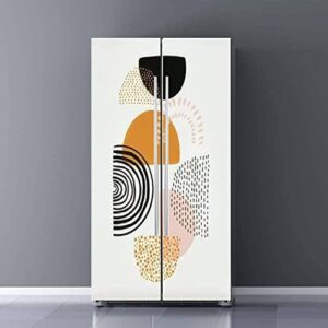 bspwirfnzpl self adhesive vinyl refrigerator wrap set trendy abstract shapes mid century inspired art organic tral door mural sticker removable fridge cover peel and stick kitchen decor