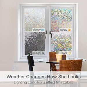 Volcanics Window Privacy Film Static Window Clings Vinyl 3D Window Decals Window Stickers Rainbow Window Film for Glass Door Heat Control Anti UV 17.5 x 78.7 Inches