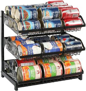 yuyetuyo 3-tier can rack organizer for 54 cans,stacking can dispensers for kitchen cabinet pantry countertop,stackable and height adjustable can rack organizer with adjustable dividers