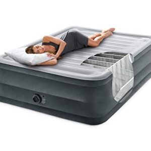 Intex Comfort Plush Elevated Dura-Beam Airbed with Internal Electric Pump, Bed Height 22", Queen Grey