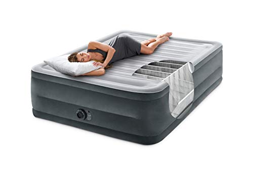 Intex Comfort Plush Elevated Dura-Beam Airbed with Internal Electric Pump, Bed Height 22", Queen Grey