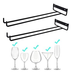 hoshen 2pcs 11.8 in/30cm single row goblet wine g lass holder, with screws, wall-mounted wine glass holder storage, bar kitchen household hanging cup holder, under the cabinet