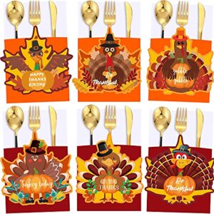36 pieces turkey cutlery paper holders thanksgiving utensil cutlery holder set gobble silverware paper pocket pouch cutlery wraping bag set for home dining room thanksgiving tableware supplies