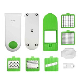 LHS Vegetable Chopper-Multifunctional Onion Chopper Dicer Sala Potato Cutter Cheese Grater Vegetable Food Slicer With Container-5 Blades(Green)