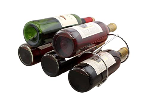 Stackable Table Top Wine Rack Bottle Holder (Silver)