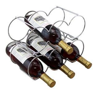 Stackable Table Top Wine Rack Bottle Holder (Silver)