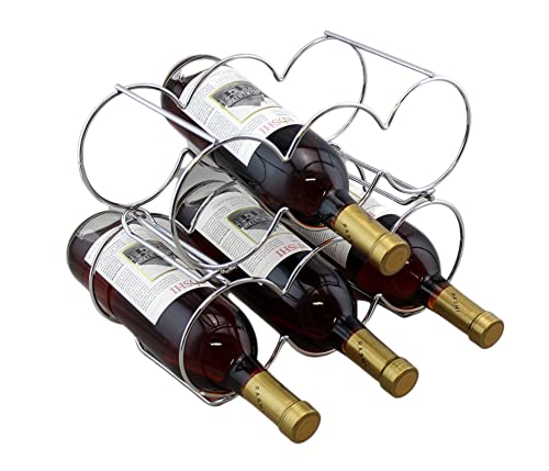 Stackable Table Top Wine Rack Bottle Holder (Silver)