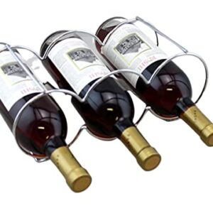 Stackable Table Top Wine Rack Bottle Holder (Silver)