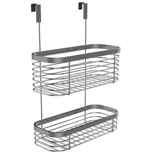 bz products lilimpact metal over the cabinet kitchen storage organizer basket for kitchen pantry- large, black (chrome)