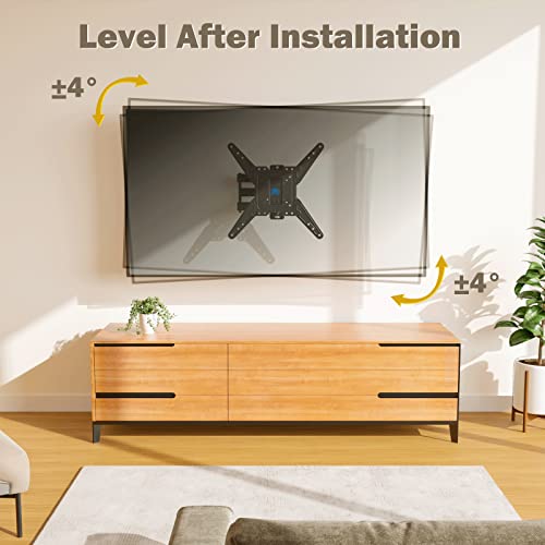 Mounting Dream TV Wall Mount for Most 26-55 Inch TVs, Full Motion TV Mount with Perfect Center Design on Single Stud Articulating Mount Max VESA 400x400mm up to 77 LBS, Wall Mount TV Bracket MD2413-MX