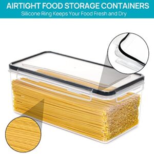 Vtopmart Airtight Food Storage Containers with Lids 4PCS Set 3.2L, Plastic Spaghetti Container for Pasta organizer, BPA Free Air Tight House Kitchen Pantry Organization and Storage