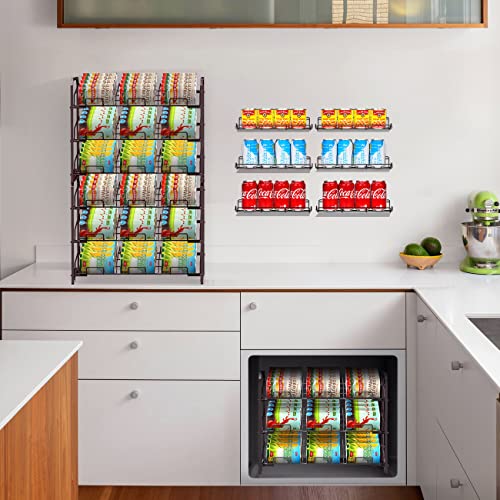 Bextsrack Can Rack Organizer, Stackable Pantry Organizer Can Storage Dispenser Holds up to 42 Cans for Kitchen Cabinet or Counter-Top, Bronze