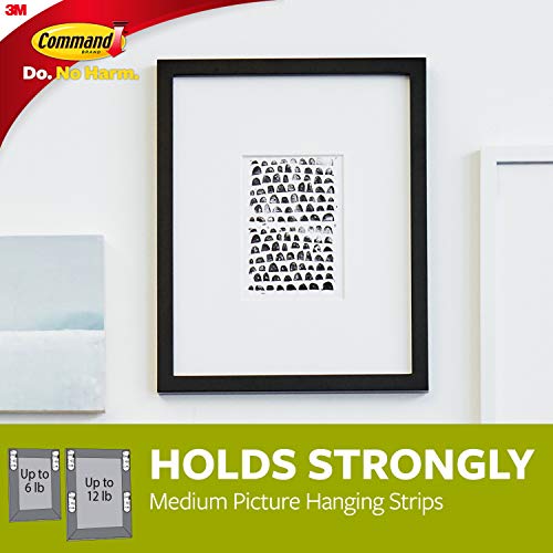 Command Medium Picture Hanging Strips, Damage Free Hanging Picture Hangers, No Tools Wall Hanging Strips for Living Spaces, 16 Black Adhesive Strip Pairs(32 Command Strips)