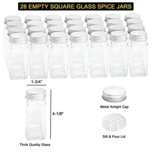 SpaceAid Spice Rack Organizer with 28 Spice Jars, 386 Spice Labels, Chalk Marker and Funnel Set for Cabinet, Countertop, Pantry, Cupboard or Door & Wall Mount - 28 Jars, 13.4" W × 10.8" H