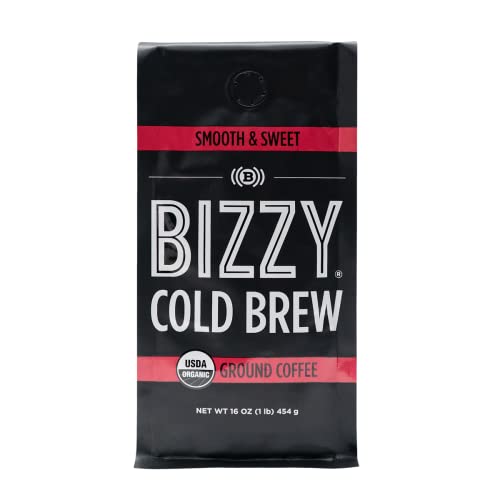 Bizzy Organic Cold Brew Coffee | Smooth & Sweet Blend | Coarse Ground Coffee | Micro Sifted | Specialty Grade | 100% Arabica | 1 LB