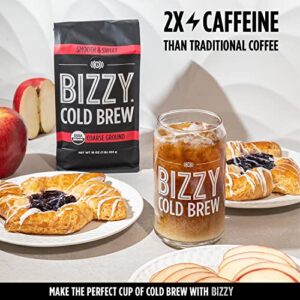 Bizzy Organic Cold Brew Coffee | Smooth & Sweet Blend | Coarse Ground Coffee | Micro Sifted | Specialty Grade | 100% Arabica | 1 LB